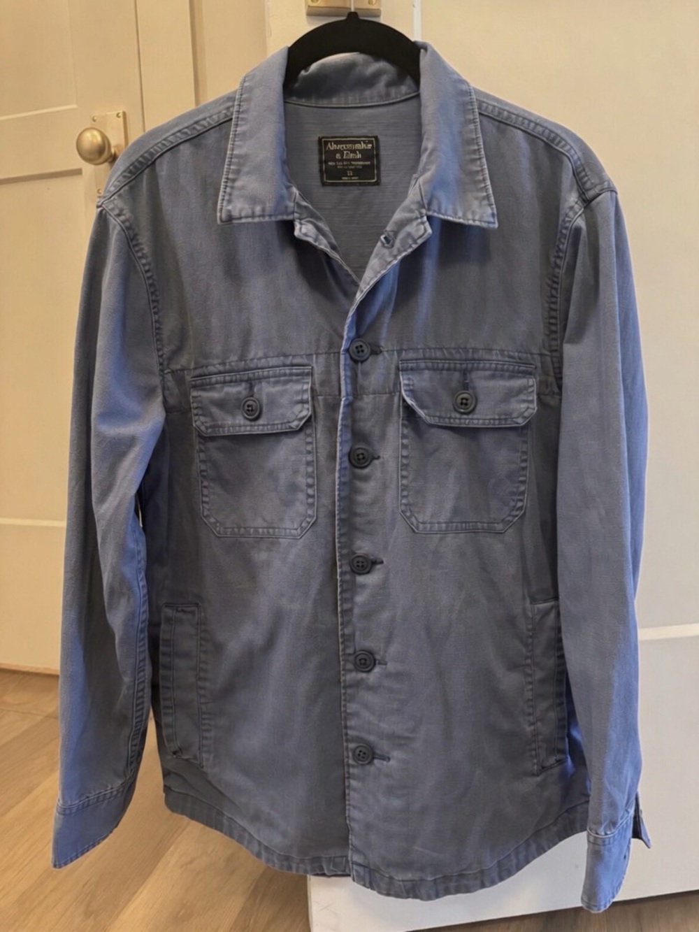 Abercrombie & Fitch Men's Dusty Blue Military Field Jacket